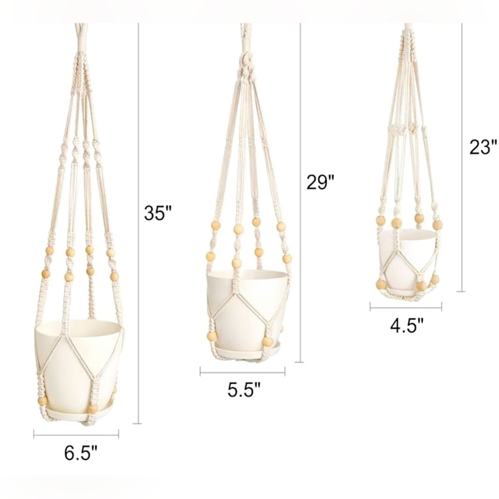 Set of Four Boho Style Plant Hangers - Picture 3 of 10